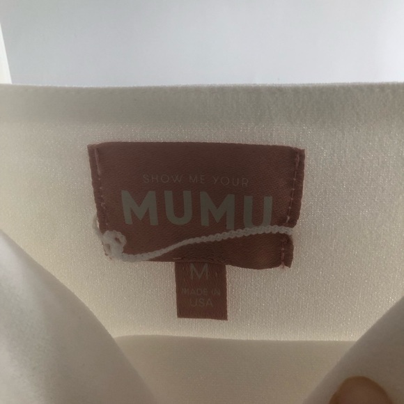 Show me your MUMU ivory formal maxi form fitting gown with stretch Sz M NWOT - Picture 2 of 15